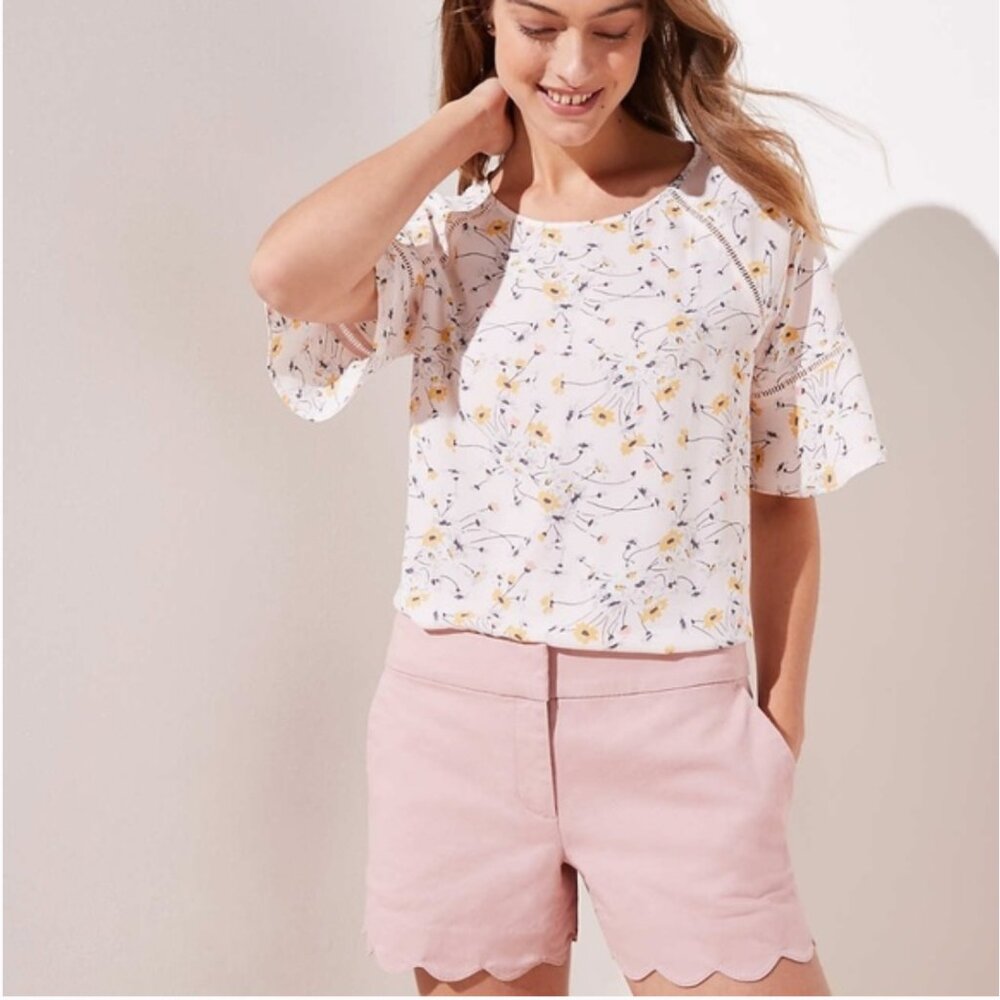 LOFT Pale Pink Scalloped Riviera Shorts-NEW